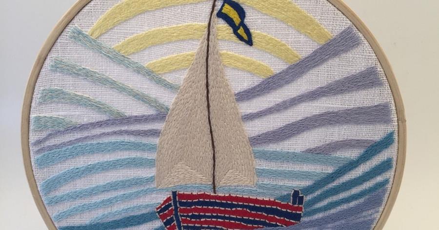 9 reasons why you should start embroidering 1 Hand embroidered sail boat with a sail and a flag