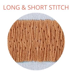Long and short stitch filling, light brown