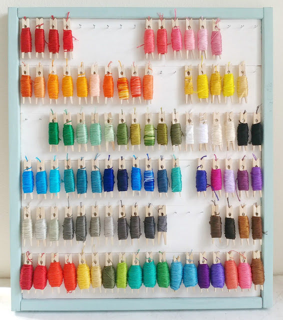 Floss organization on clothespins