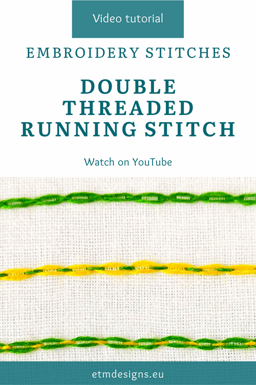 Double threaded running stitch video tutorial 2 Double threaded running stitch hand embroidery video tutorial